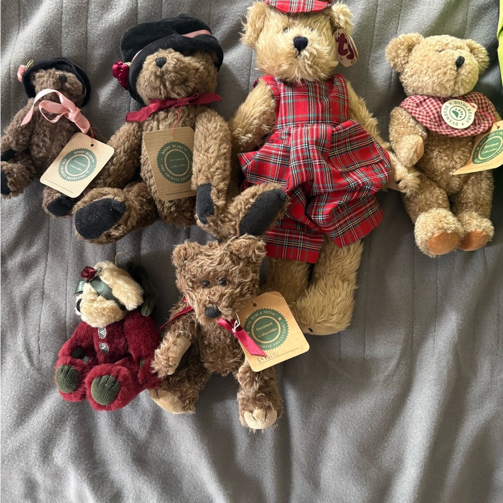 Charming Collection of Plush Teddy Bears big one is Ty others Boyd’s